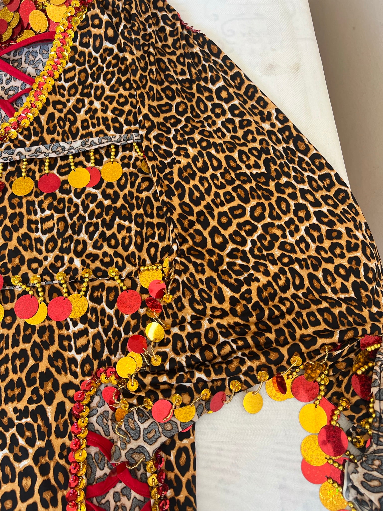 Egyptian belly dance dress with bra, belly dance Saidi Galabia, one size, leopard print dancing outfit