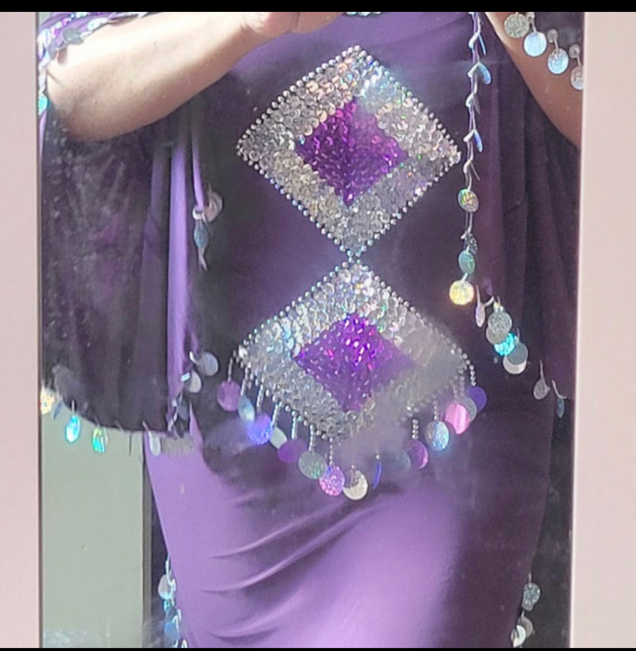 Elegant Royal Purple Belly dance dress/ Handmade embellished authentic Egyptian dance outfit