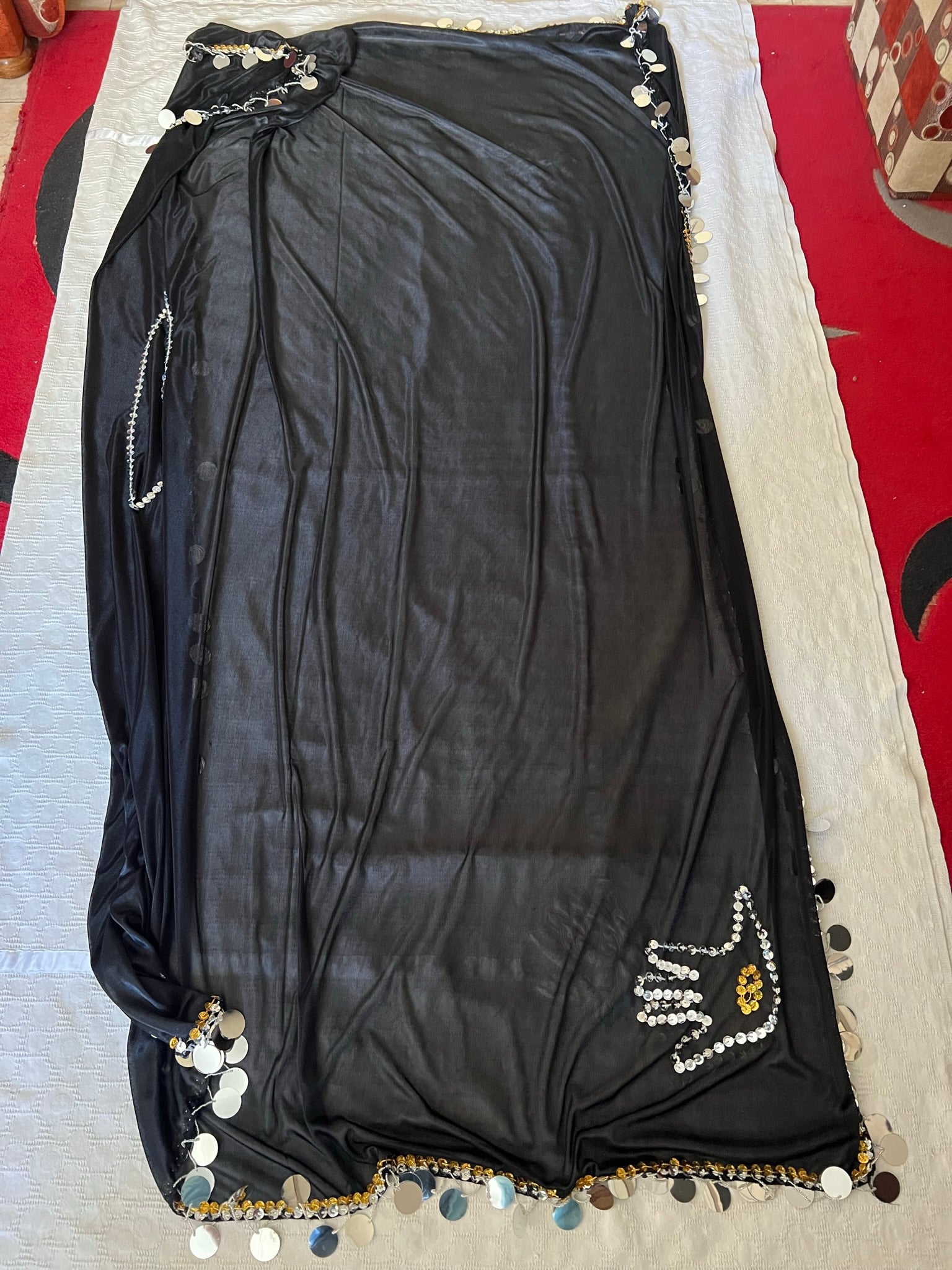 Egyptian Iskandaryan Melaya Scarf, belly dance veil, New handmade embellished dancing shawl, Melaya Laff, ملاية لف اسكندرانى