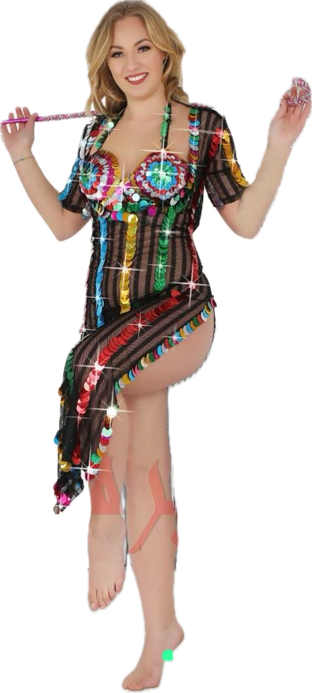 Authentic Egyptian Belly Dance Galabia – Handmade Folklore Costume with Oriental Embroidery