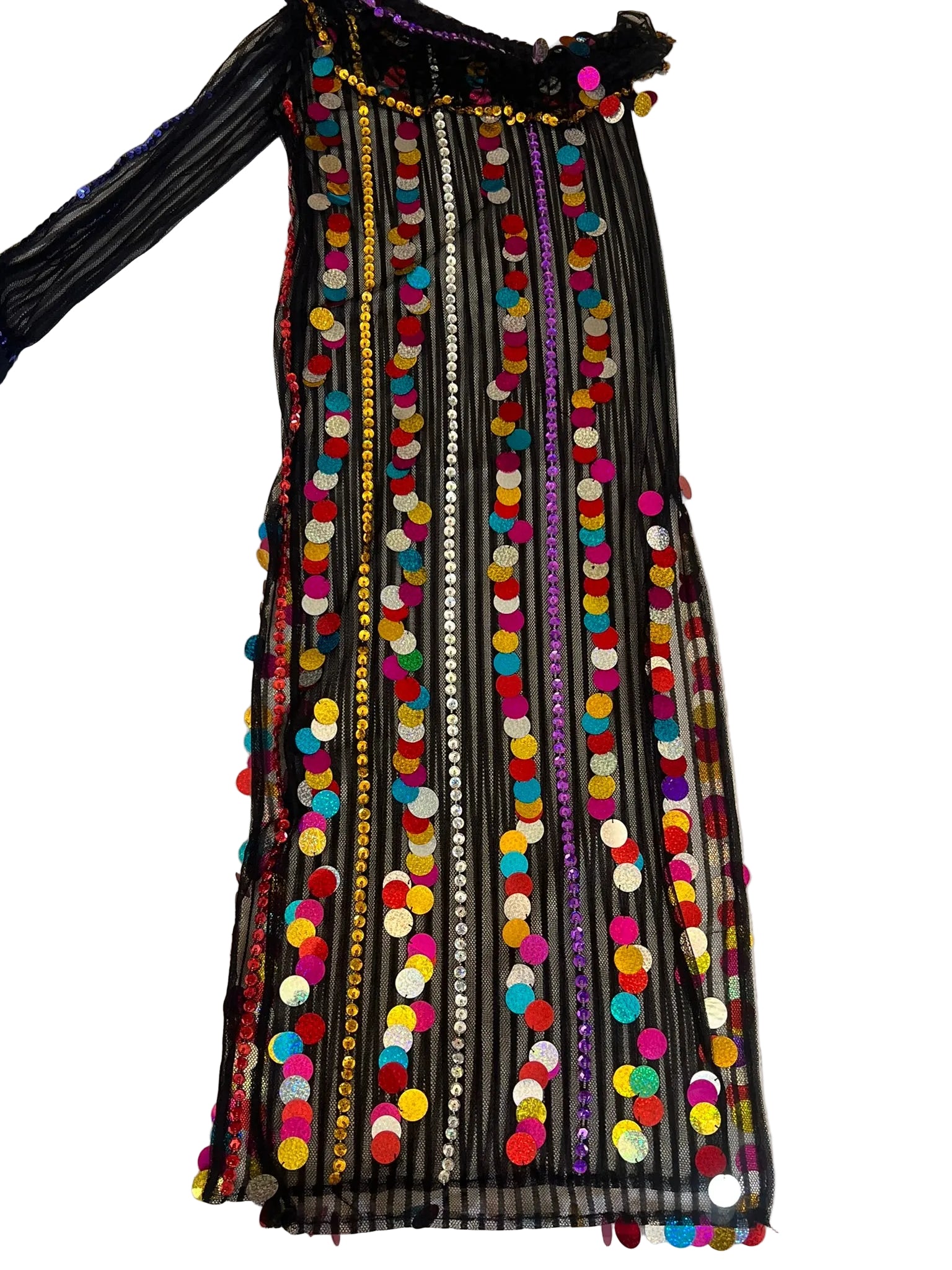 Dress with colorful pom-pom details on a white surface