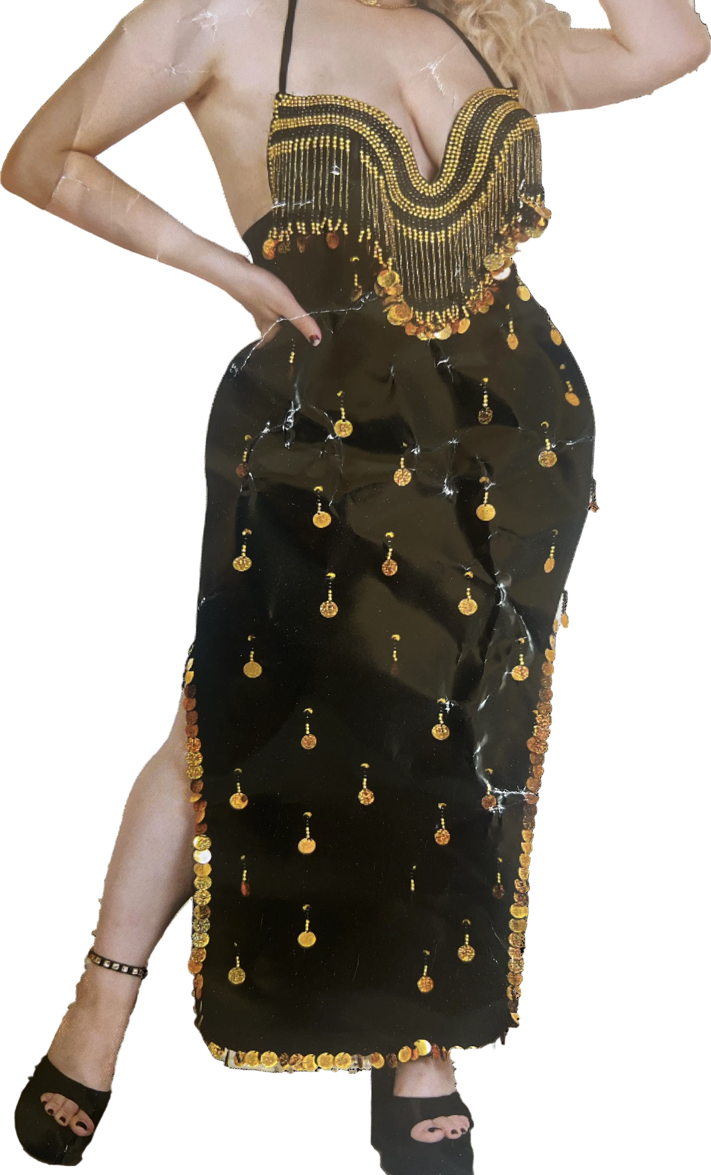 Ägyptisches Sexy Bauchtanzkostüm, handgemachtes besticktes Bauchtanzkleid in Einheitsgröße 