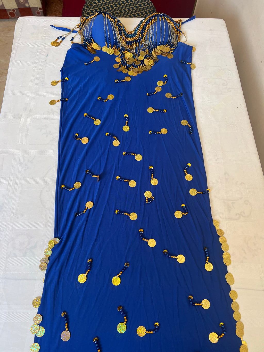 Ägyptisches Sexy Bauchtanzkostüm, handgemachtes besticktes Bauchtanzkleid in Einheitsgröße 