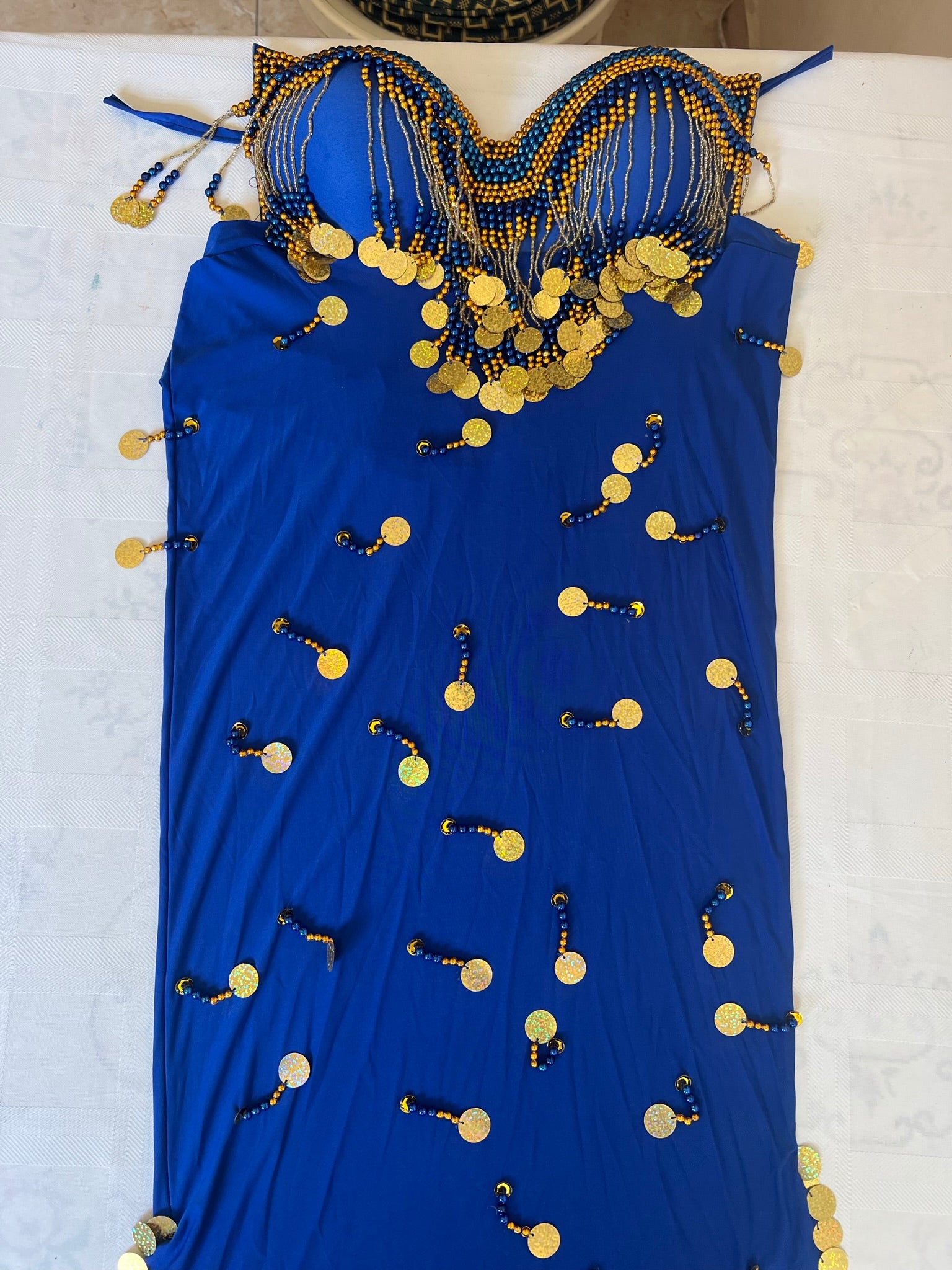 Ägyptisches Sexy Bauchtanzkostüm, handgemachtes besticktes Bauchtanzkleid in Einheitsgröße 