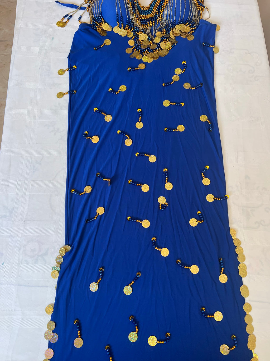 Ägyptisches Sexy Bauchtanzkostüm, handgemachtes besticktes Bauchtanzkleid in Einheitsgröße 