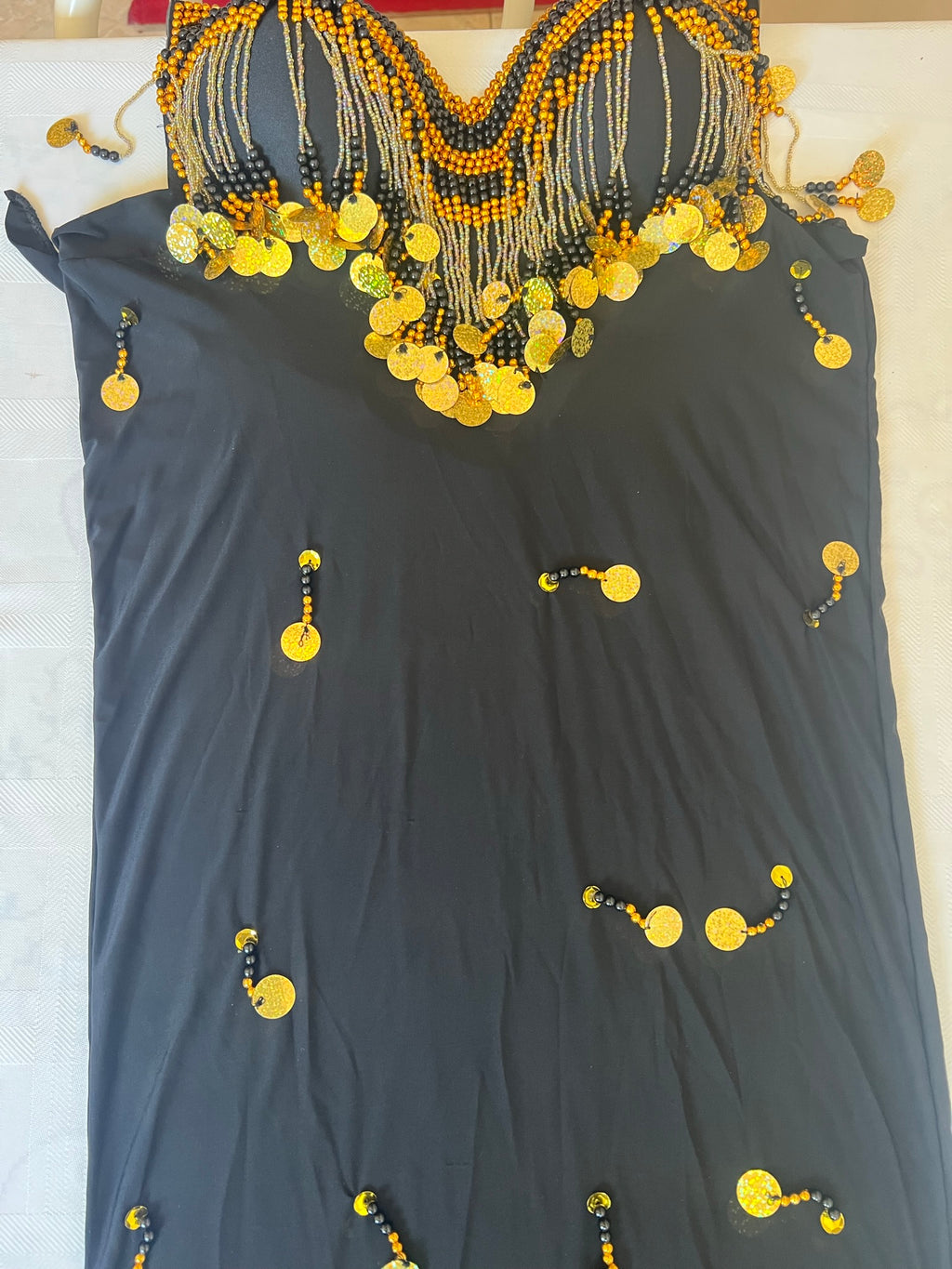 Ägyptisches Sexy Bauchtanzkostüm, handgemachtes besticktes Bauchtanzkleid in Einheitsgröße 