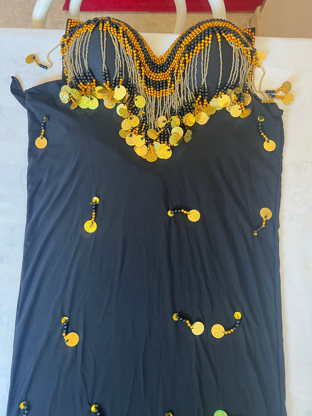 Ägyptisches Sexy Bauchtanzkostüm, handgemachtes besticktes Bauchtanzkleid in Einheitsgröße 