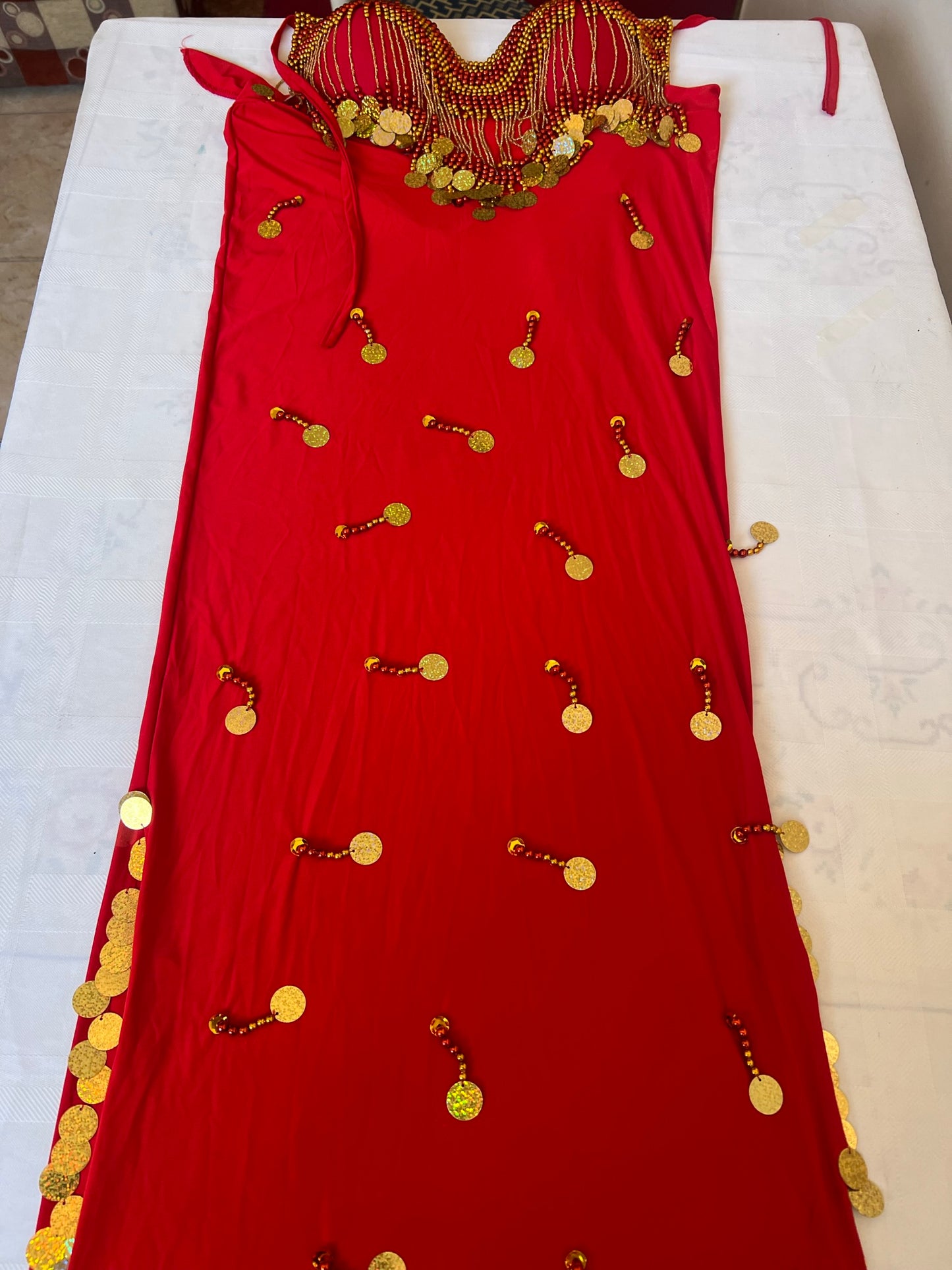 Egyptian Sexy belly dance costume, handmade embroidered belly dance dress unisize بدلة رقص شرقى