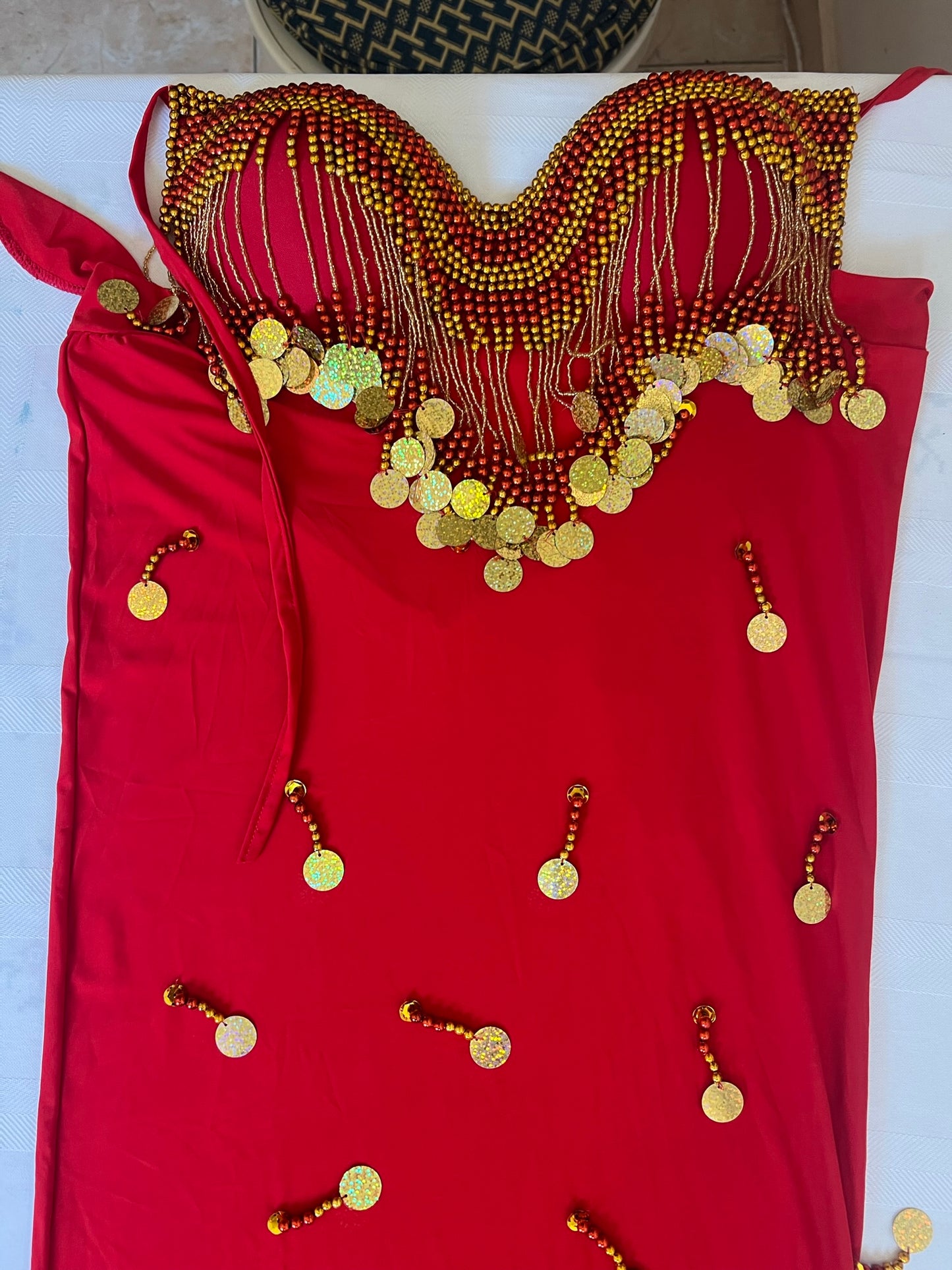 Egyptian Sexy belly dance costume, handmade embroidered belly dance dress unisize بدلة رقص شرقى