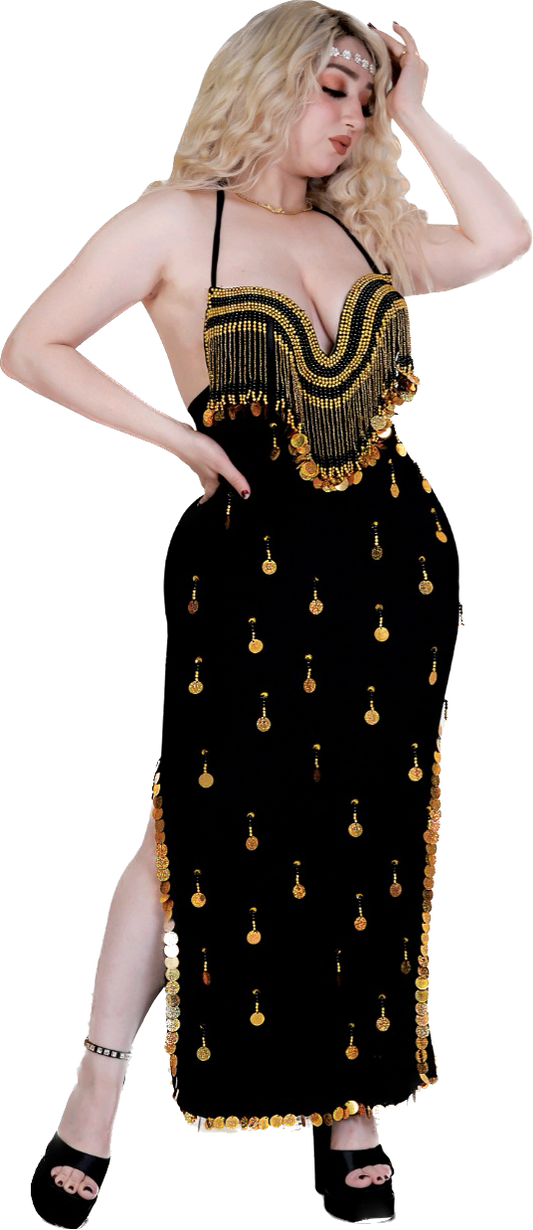 Egyptian Sexy belly dance costume, handmade embroidered belly dance dress unisize بدلة رقص شرقى