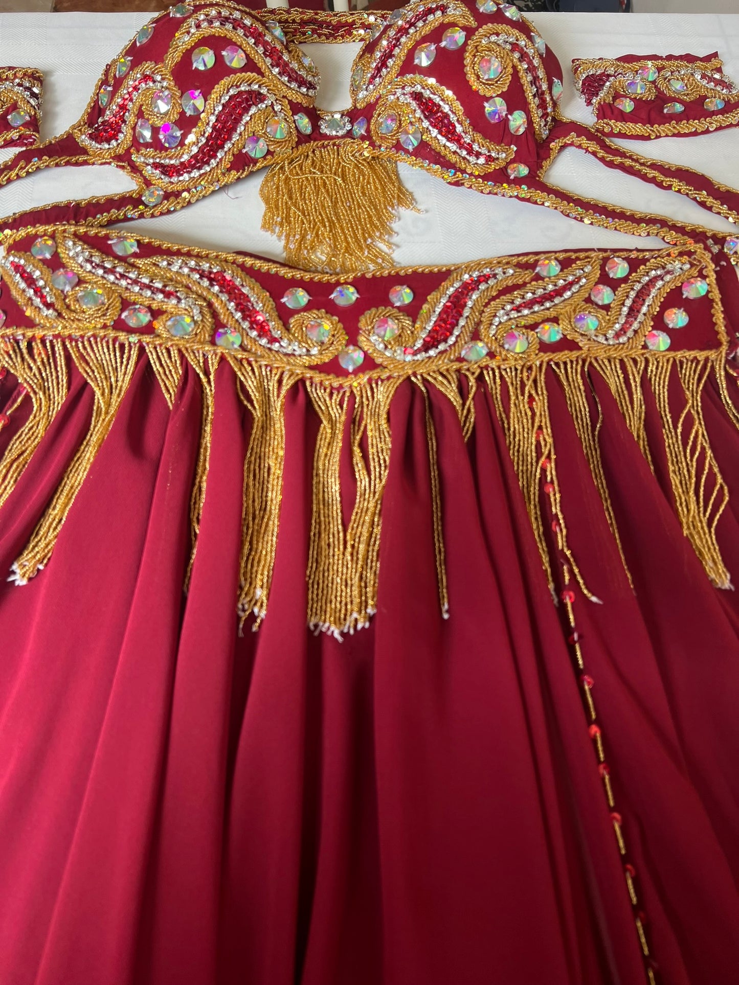 Professional Belly Dance Costume From Egypt BELLYDANCE Custom Made Any Color ,New Handmade Embroidered Outfit, Gypsy oriental dance costume