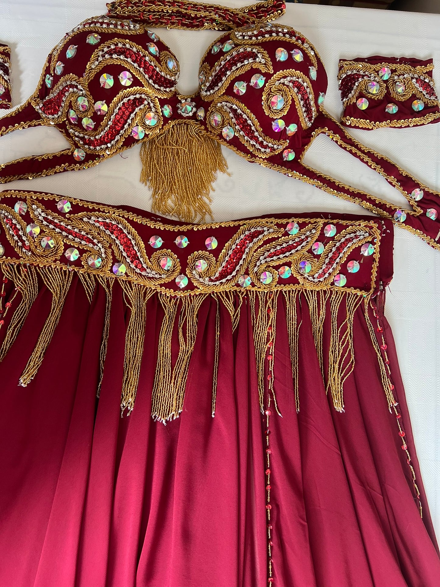 Professional Belly Dance Costume From Egypt BELLYDANCE Custom Made Any Color ,New Handmade Embroidered Outfit, Gypsy oriental dance costume