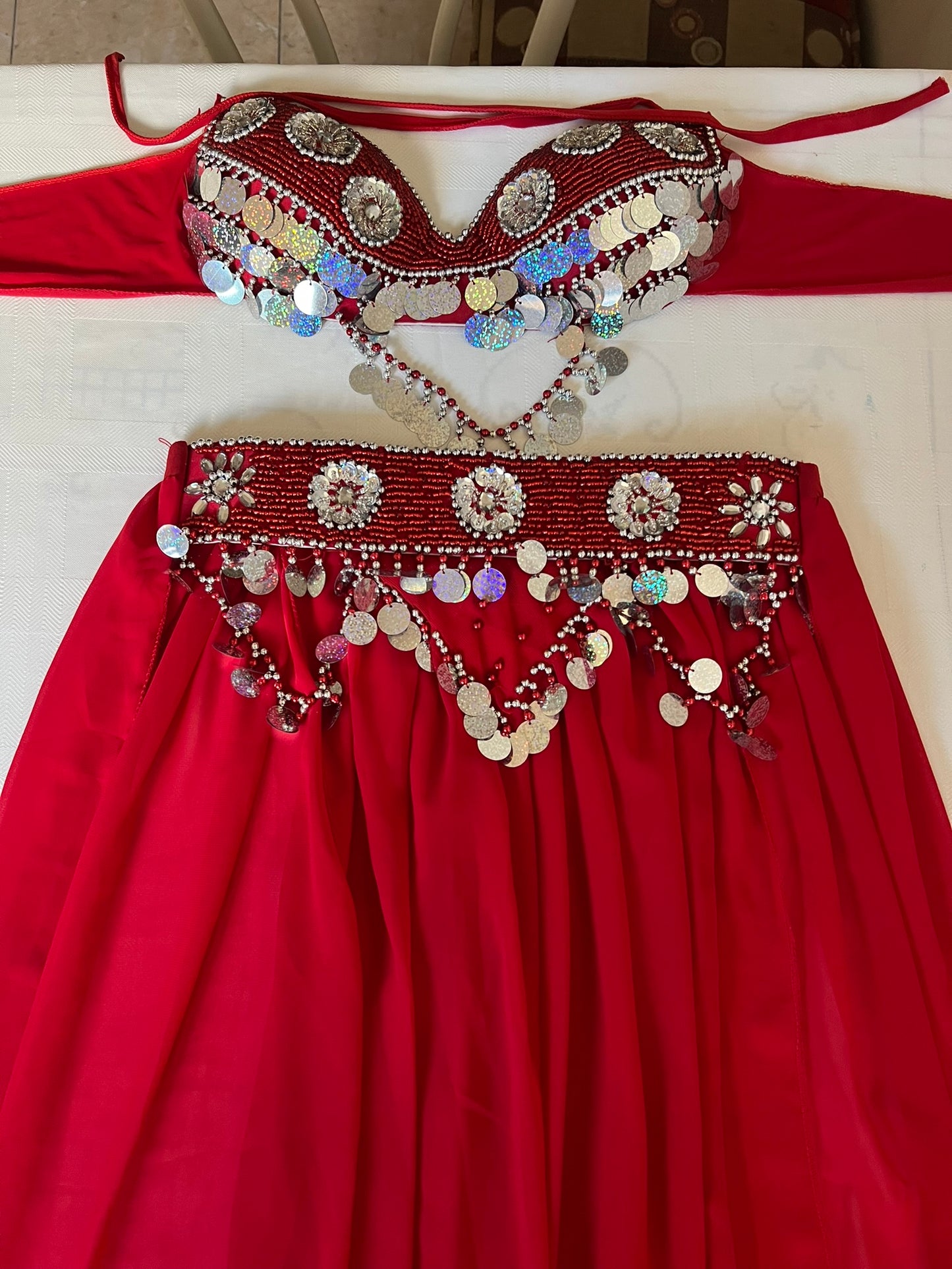 Egyptian Sexy belly dance costume, handmade belly dance dress, belt, skirt, scarf بدلة رقص شرقى