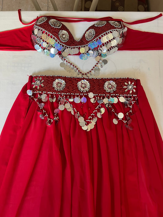 Egyptian Sexy belly dance costume, handmade belly dance dress, belt, skirt, scarf بدلة رقص شرقى