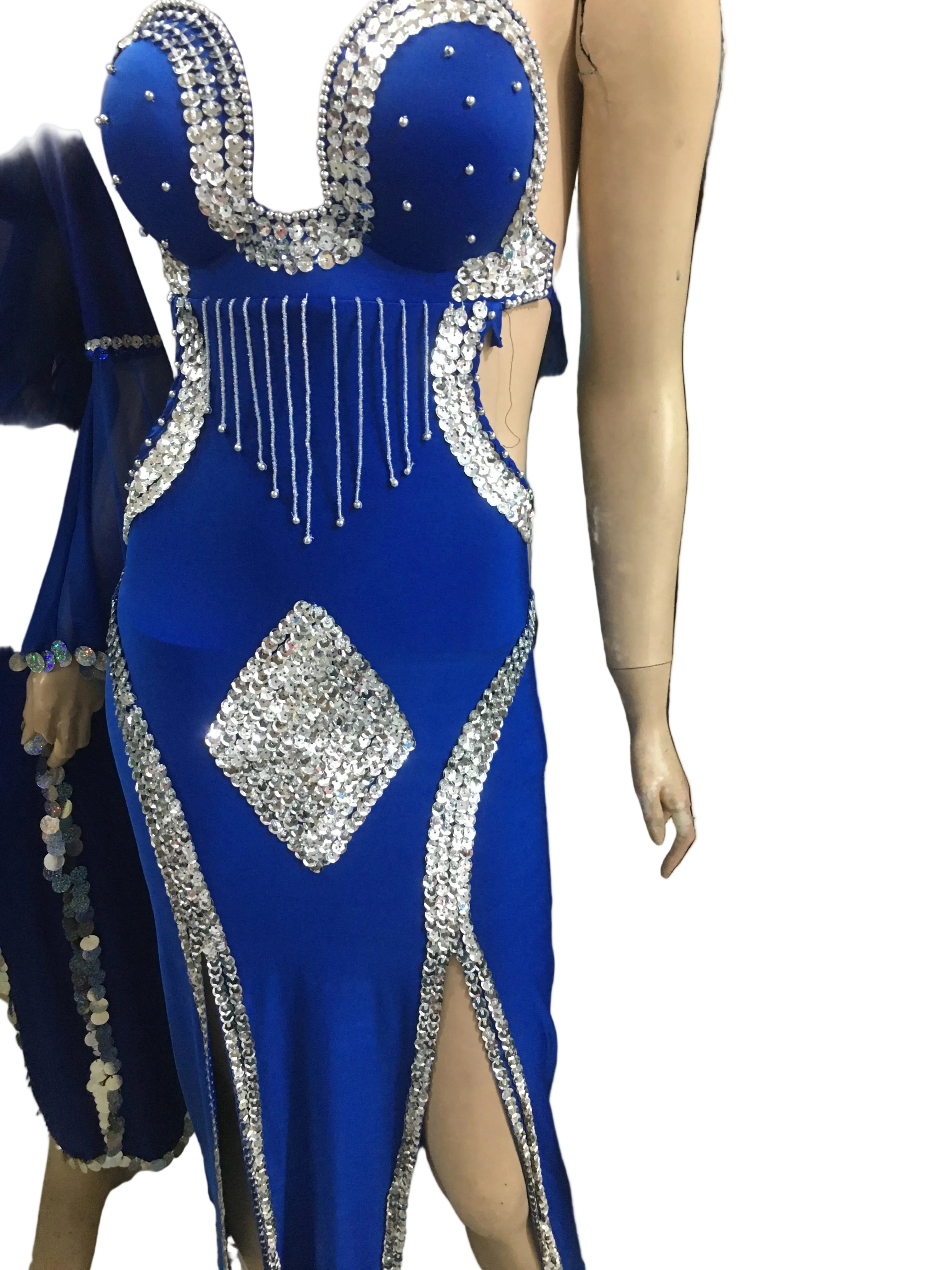 Sexy Belly dance dress with bra attached, New Handmade beaded dancing costume, Embellished bellydance outfit, بدلة رقص شرقى