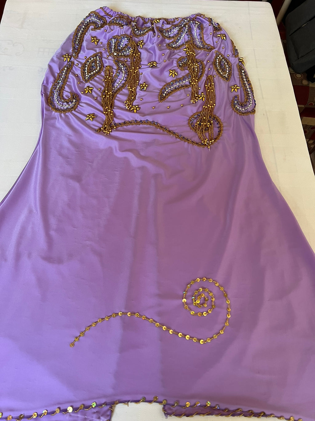 Elegant light purple professional belly dance costume, Luxurious custom dance set