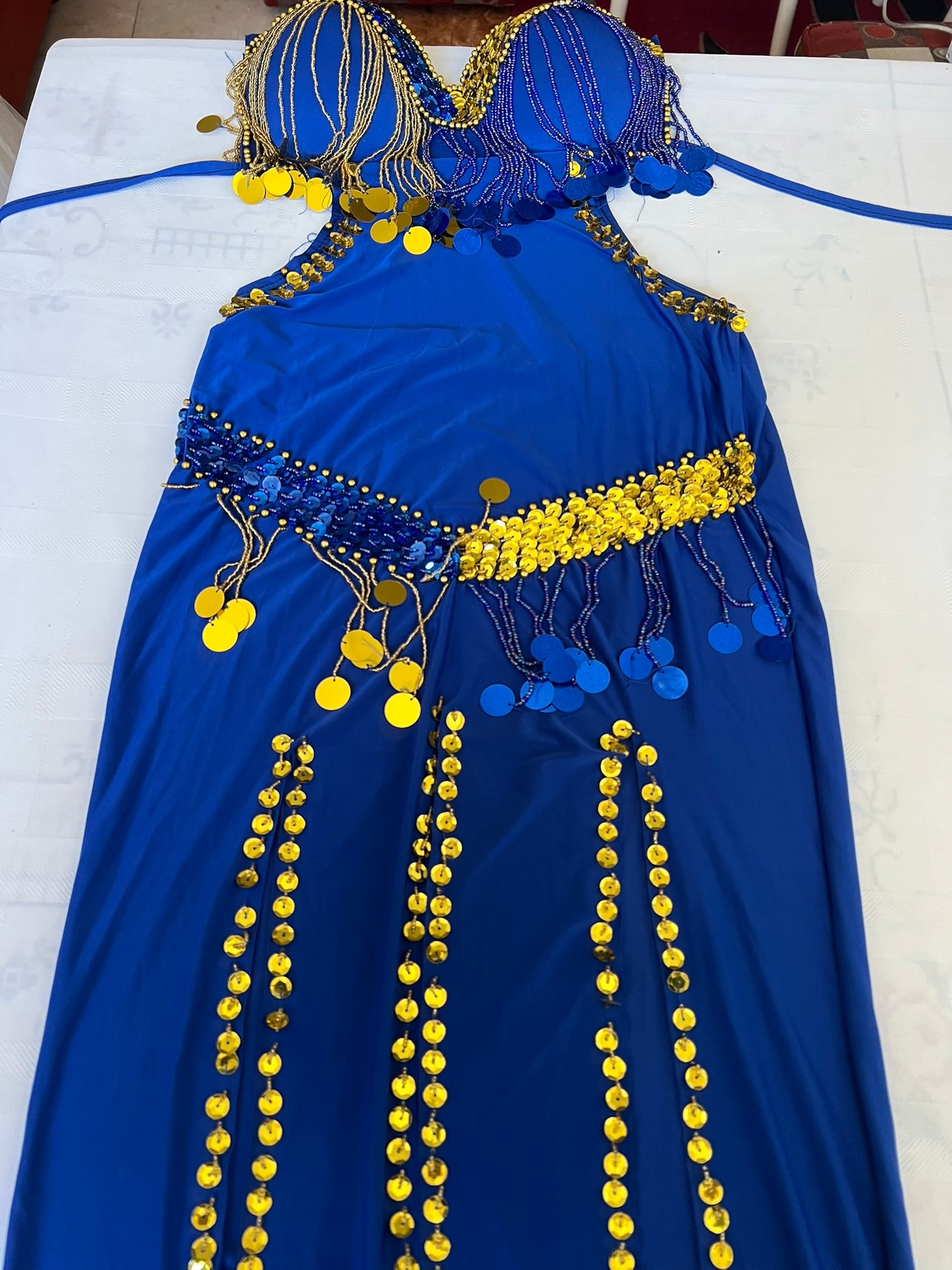Egyptian Sexy belly dance costume, handmade Black stitched belly dance dress
