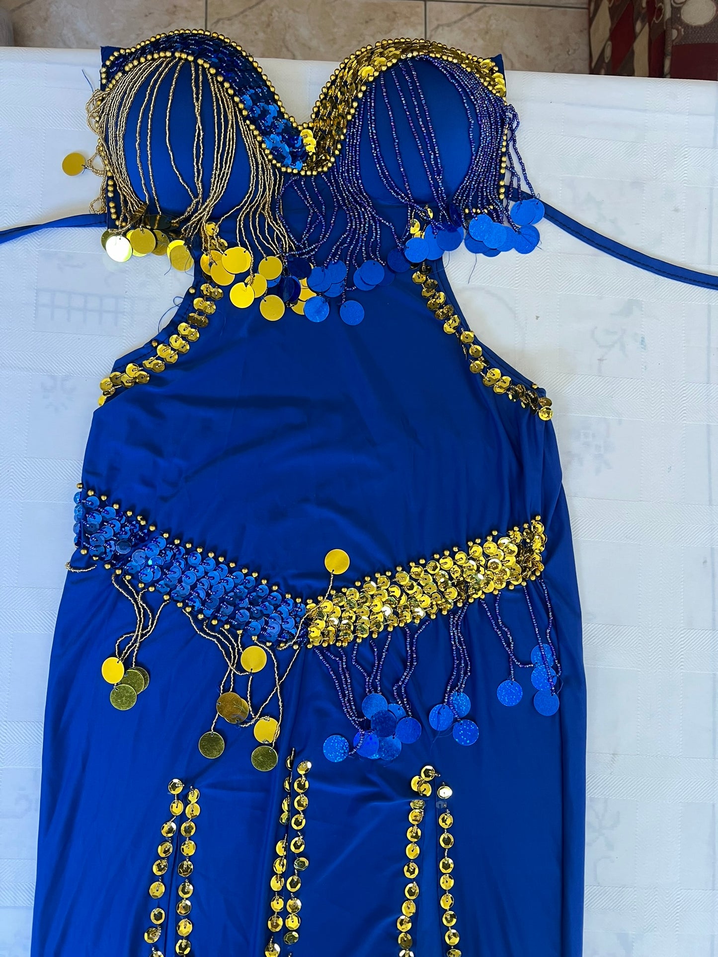 Egyptian Sexy belly dance costume, handmade Black stitched belly dance dress
