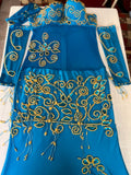 Egyptian professional belly dance dress, oriental dance outfit with arm pieces & head pieces, handmade stitched, made to order for any size.