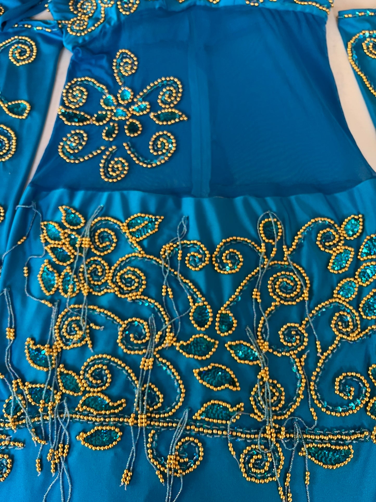 Egyptian professional belly dance dress, oriental dance outfit with arm pieces & head pieces, handmade stitched, made to order for any size.
