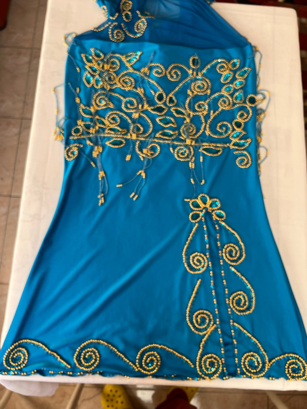 Egyptian professional belly dance dress, oriental dance outfit with arm pieces & head pieces, handmade stitched, made to order for any size.