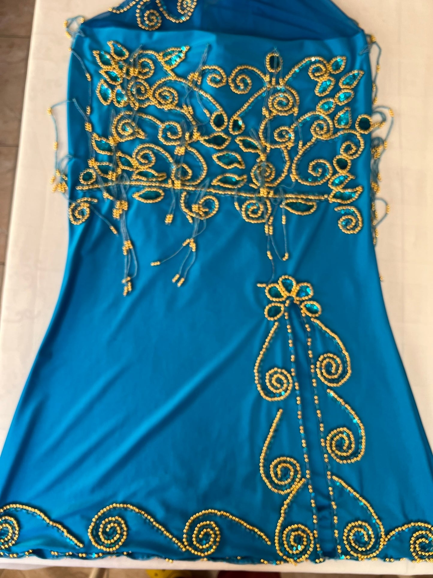 Egyptian professional belly dance dress, oriental dance outfit with arm pieces & head pieces, handmade stitched, made to order for any size.