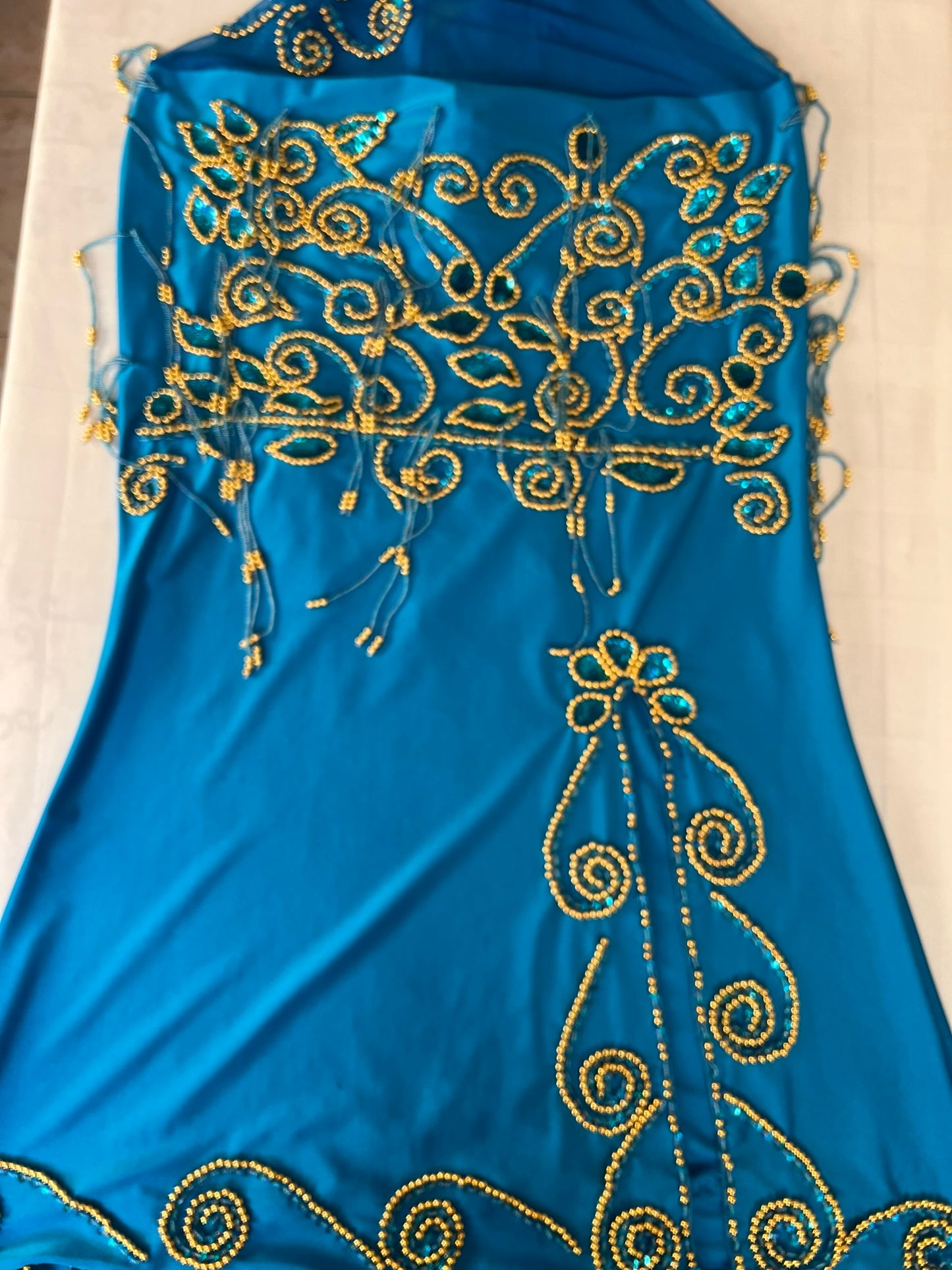 Egyptian professional belly dance dress, oriental dance outfit with arm pieces & head pieces, handmade stitched, made to order for any size.