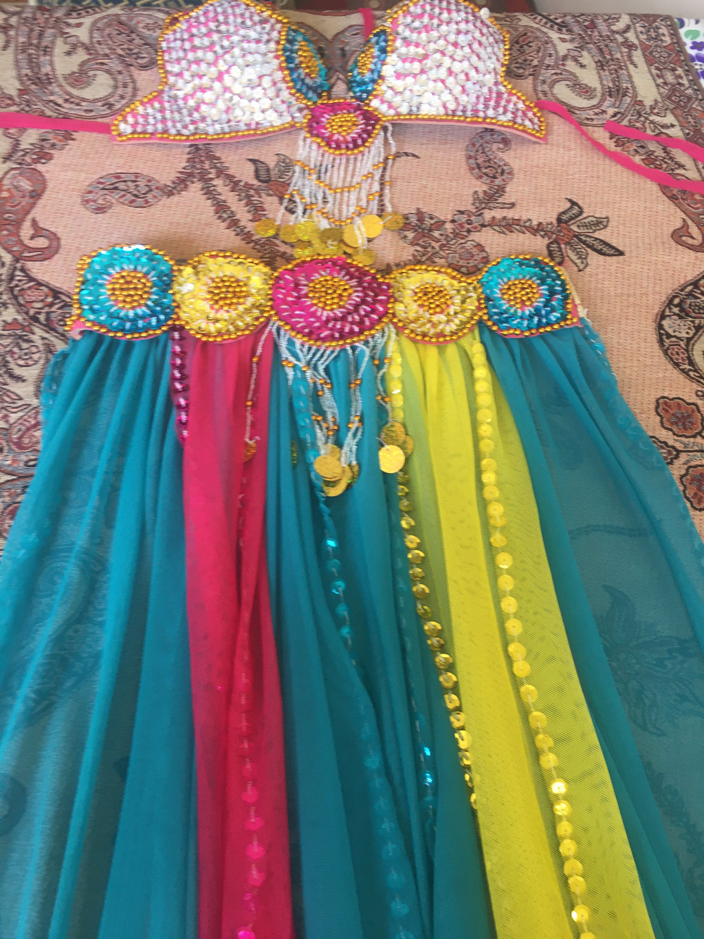 Sexy Egyptian professional belly dance costume, Handmade multi-colour belly dance outfit بدلة رقص شرقى