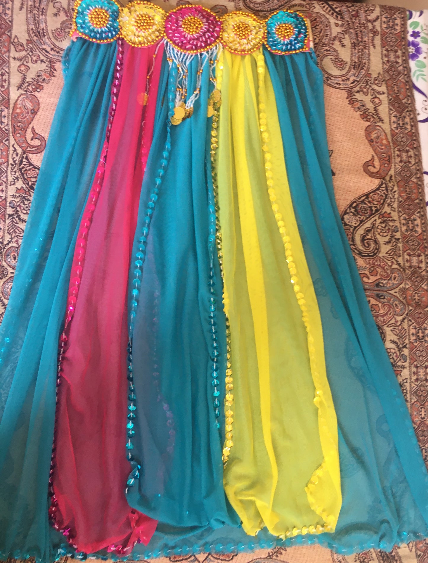 Sexy Egyptian professional belly dance costume, Handmade multi-colour belly dance outfit بدلة رقص شرقى