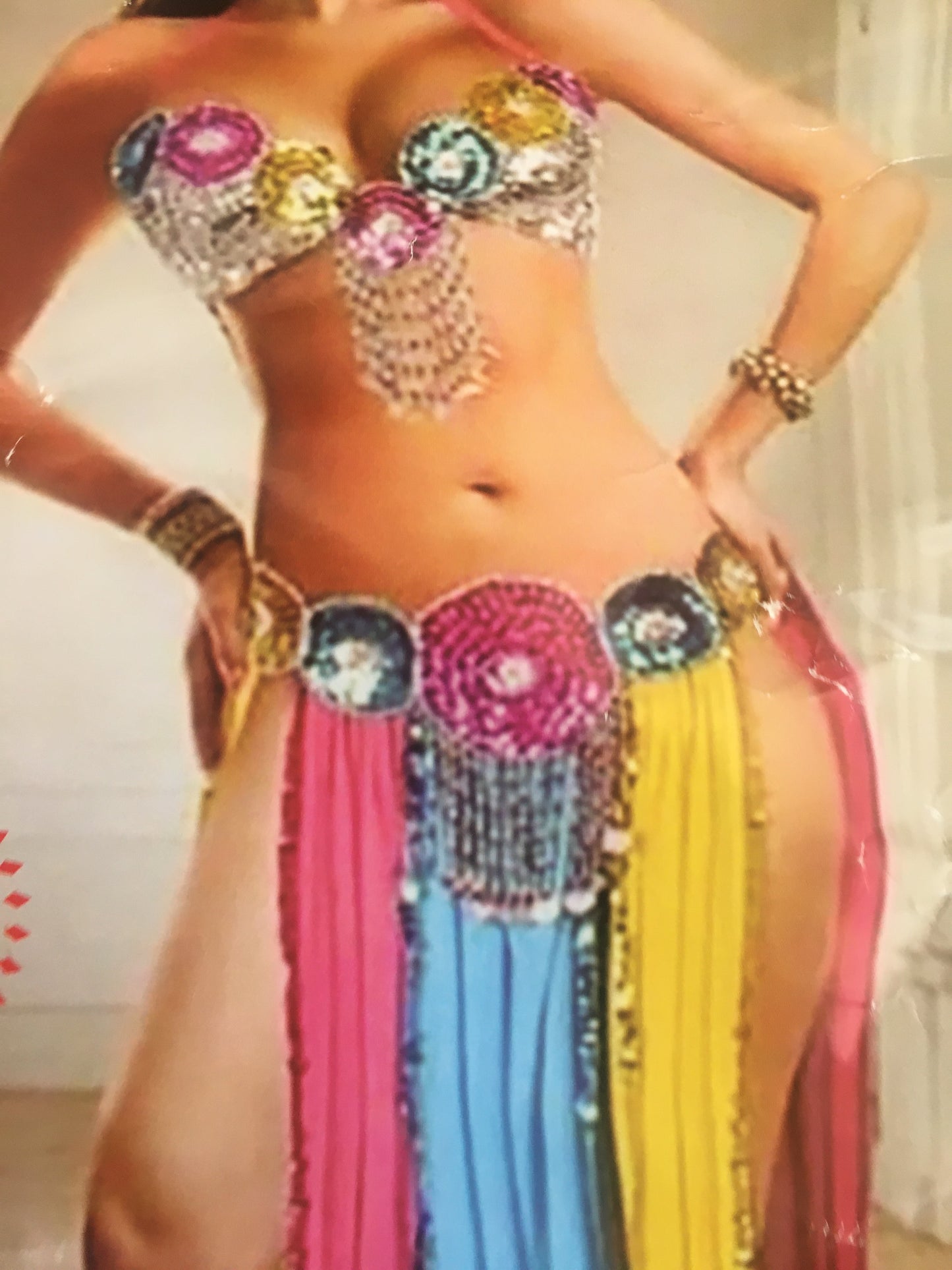 Sexy Egyptian professional belly dance costume, Handmade multi-colour belly dance outfit بدلة رقص شرقى