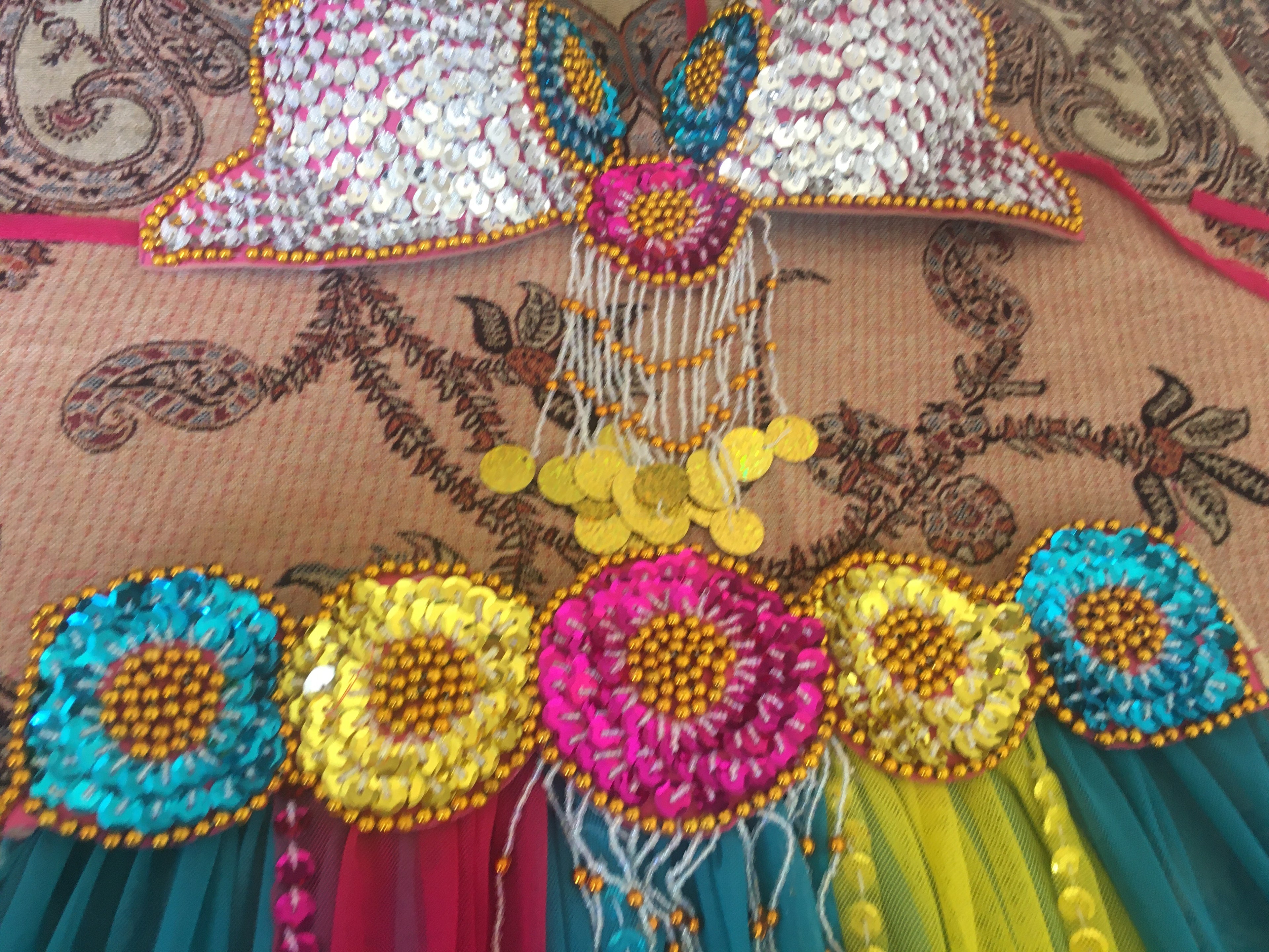 Sexy Egyptian professional belly dance costume, Handmade multi-colour belly dance outfit بدلة رقص شرقى