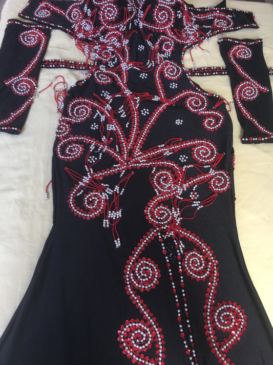 Professional Custom-Made Belly Dance Costume BELLYDANCE Dress + 2 Sleeves, Handmade Embroidered oriental dance outfit, made to order dress.