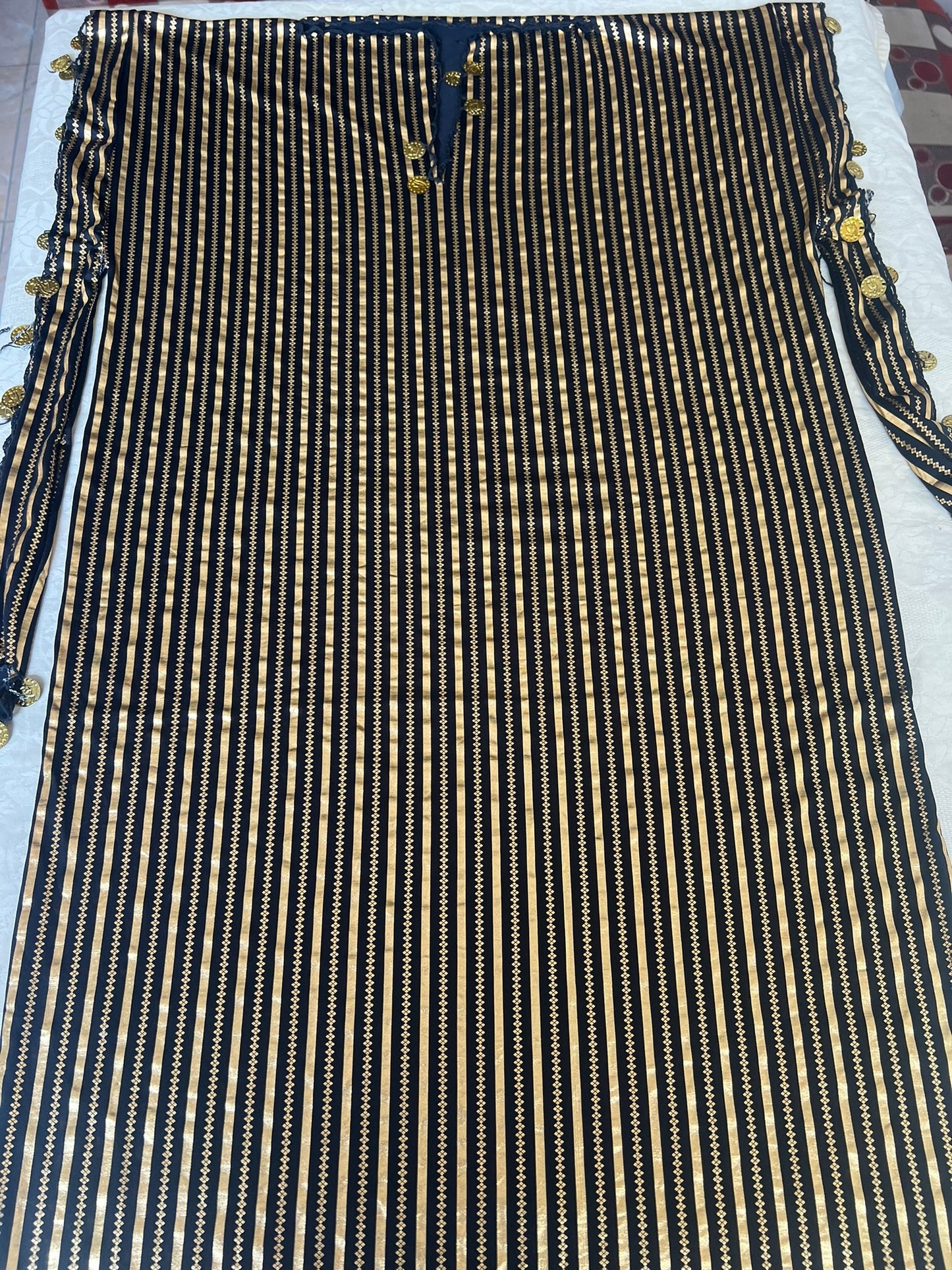 Ägyptischer Bauchtanz XL - XXL Kleid, gestreifte Abaya im Nancy-Stil für den orientalischen Tanz
