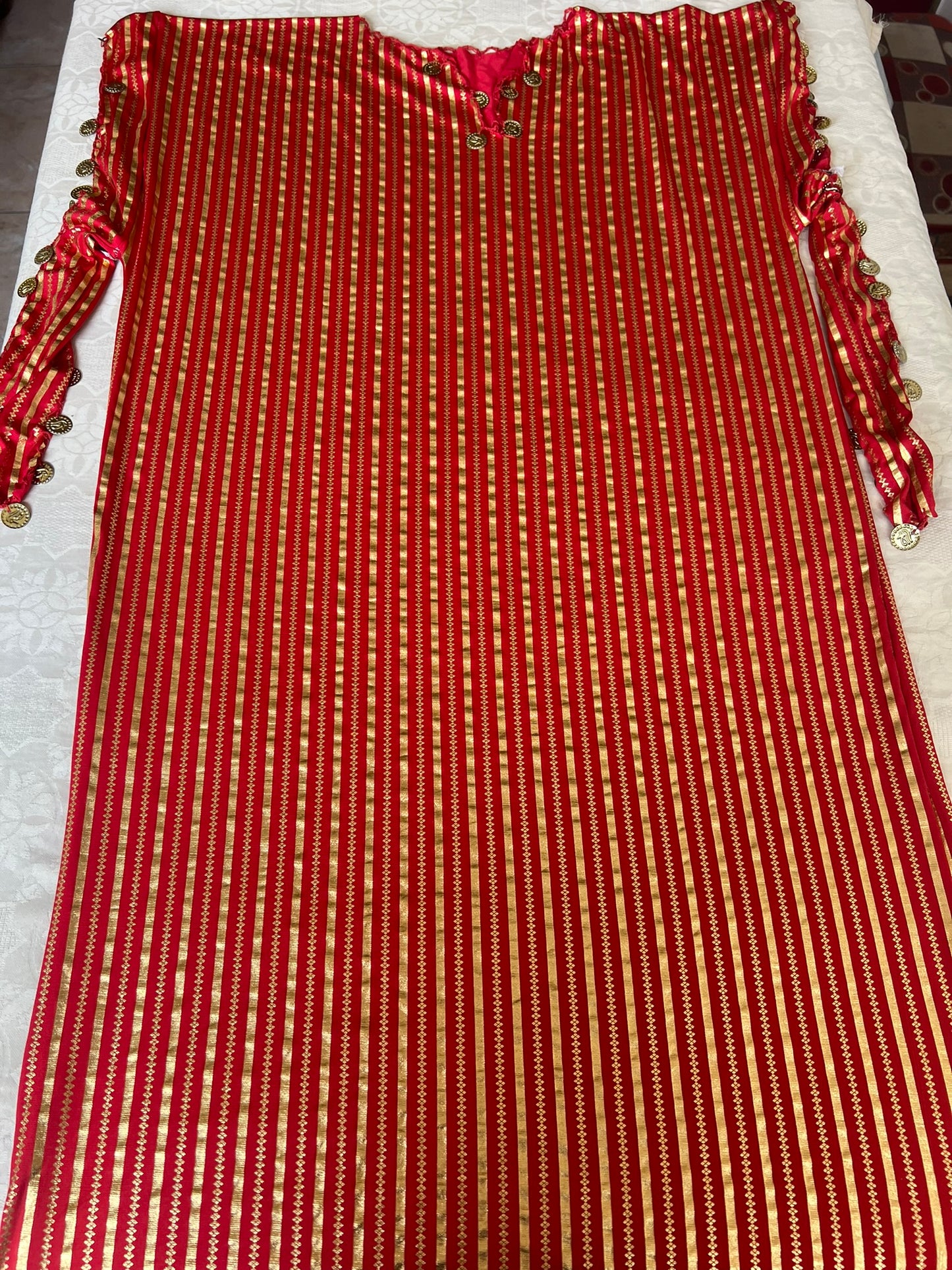 Ägyptischer Bauchtanz XL - XXL Kleid, gestreifte Abaya im Nancy-Stil für den orientalischen Tanz