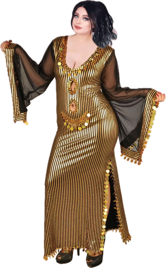 Egyptian Sexy belly dance dress, oriental dance outfit, Saidi Style one-size.