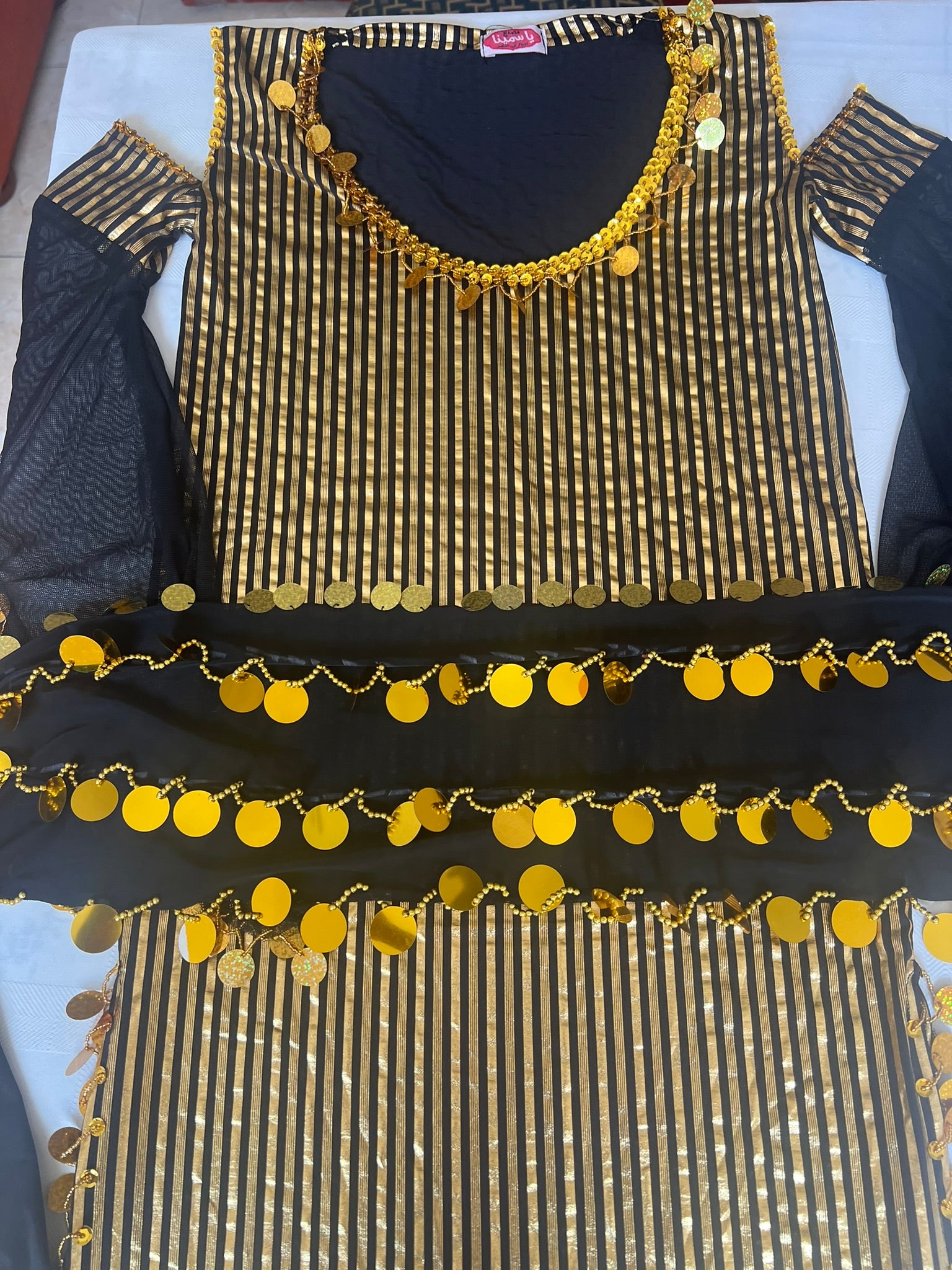 Egyptian belly dance dress, handmade one size oriental dance Saidi Galabia outfit, جلابية رقص