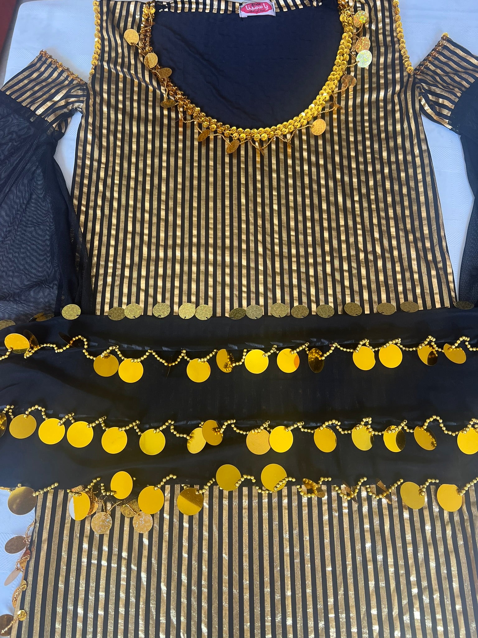 Egyptian belly dance dress, handmade one size oriental dance Saidi Galabia outfit, جلابية رقص