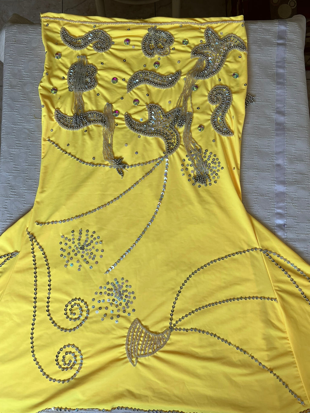 Vibrant Yellow Egyptian Belly Dance Costume, Custom-Made belly dance Dress, Handmade embroidered oriental outfit.