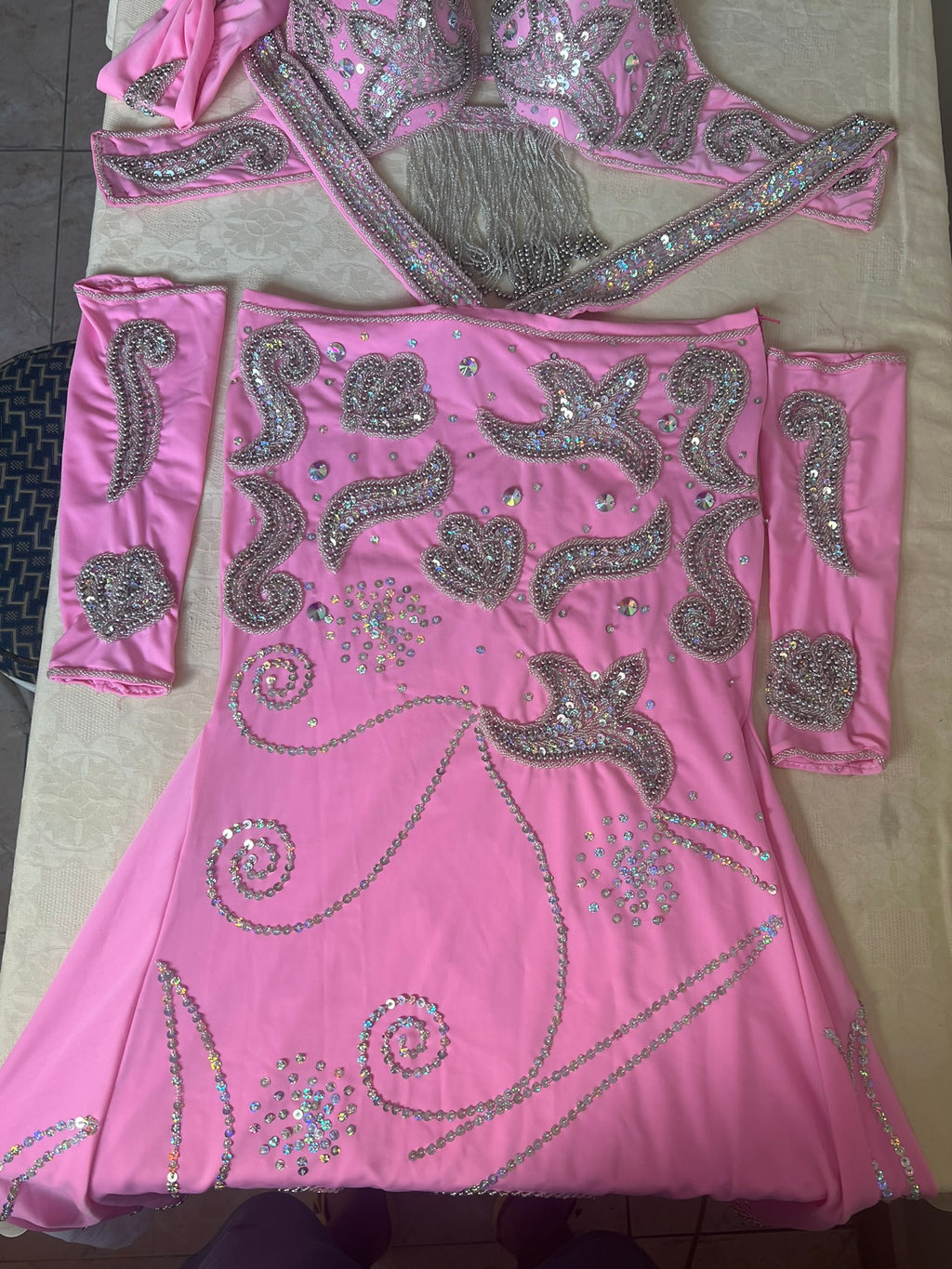 Hot Pink Egyptian Belly Dance Costume, Custom-Made belly dance Dress, Handmade embellished oriental outfit, Tribal dance skirt & Bra