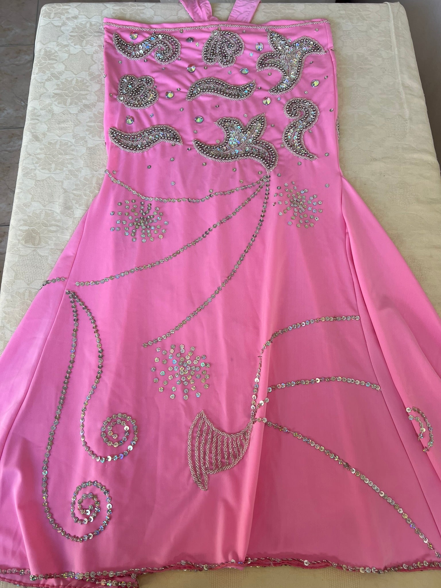 Hot Pink Egyptian Belly Dance Costume, Custom-Made belly dance Dress, Handmade embellished oriental outfit, Tribal dance skirt & Bra