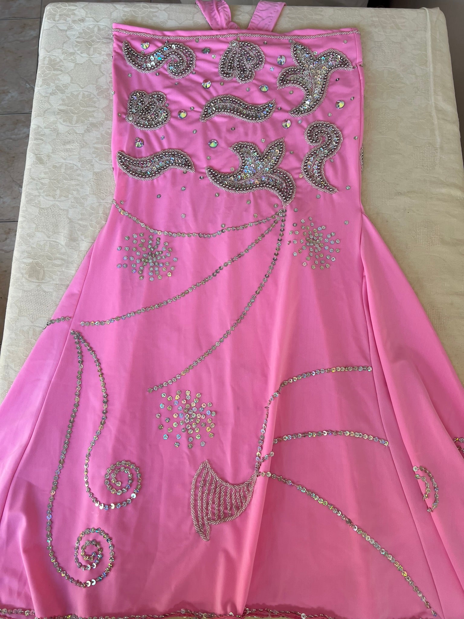 Hot Pink Egyptian Belly Dance Costume, Custom-Made belly dance Dress, Handmade embellished oriental outfit, Tribal dance skirt & Bra