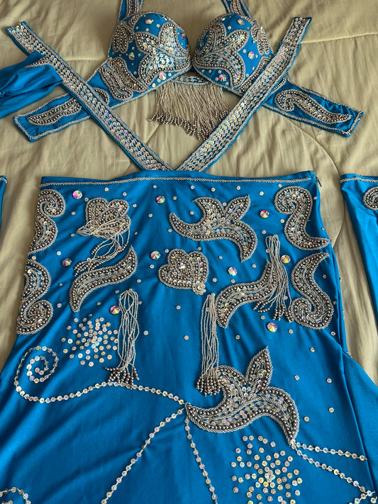 New Egyptian Belly Dance Costume, Custom-Made belly dance Dress, Handmade embroidery oriental outfit, Tribal dance skirt & Bra, Gypsy dance