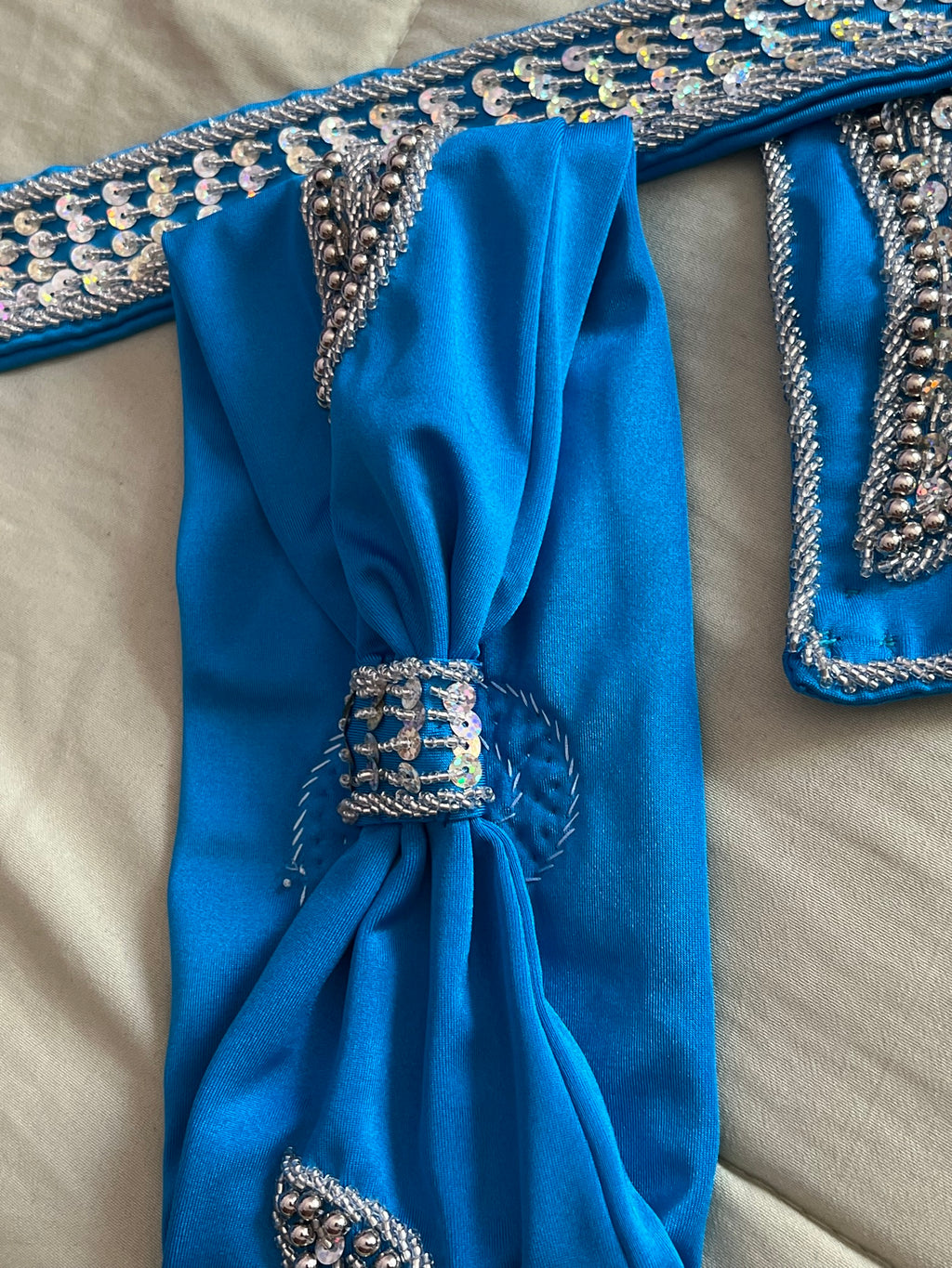 Stunning Turquoise Blue Egyptian Belly Dance Costume, Custom-Made belly dance Dress, Handmade embroidery oriental outfit, Tribal dance skirt & Bra