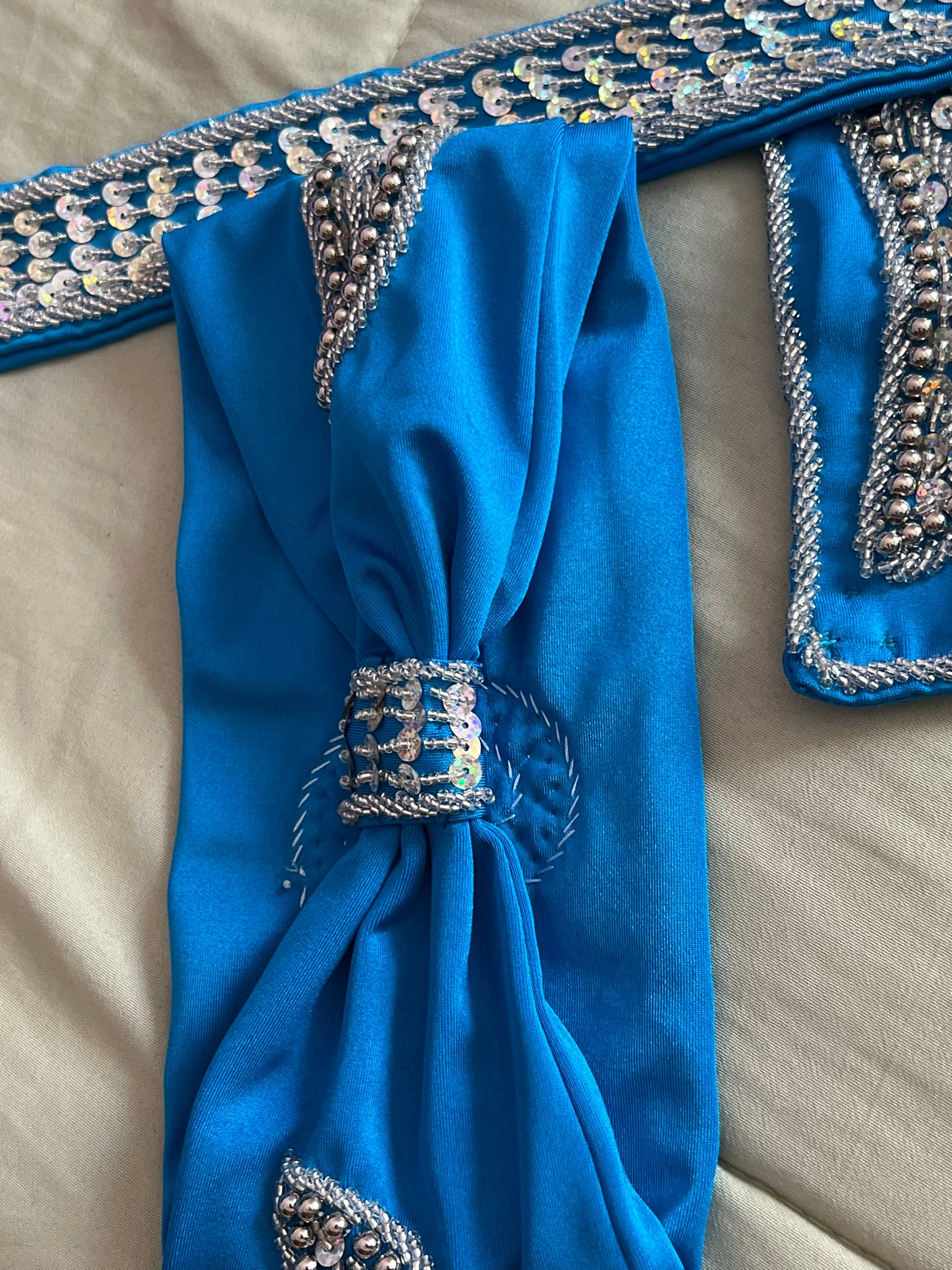Stunning Turquoise Blue Egyptian Belly Dance Costume, Custom-Made belly dance Dress, Handmade embroidery oriental outfit, Tribal dance skirt & Bra