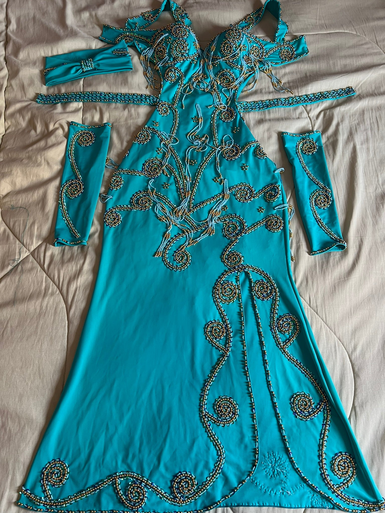 Custom-made Belly Dance Costume – Handmade Embroidered professional Costume