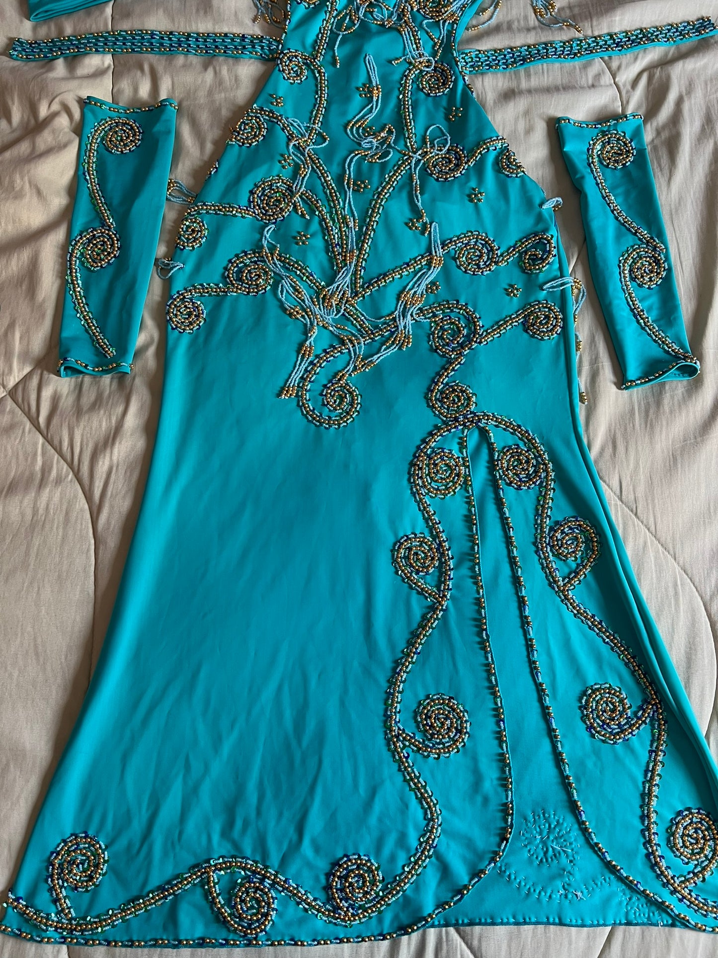 Professional Custom-Made Belly Dance Costume BELLYDANCE Dress + 2 Sleeves, Handmade Embroidered oriental outfit custom made for any size