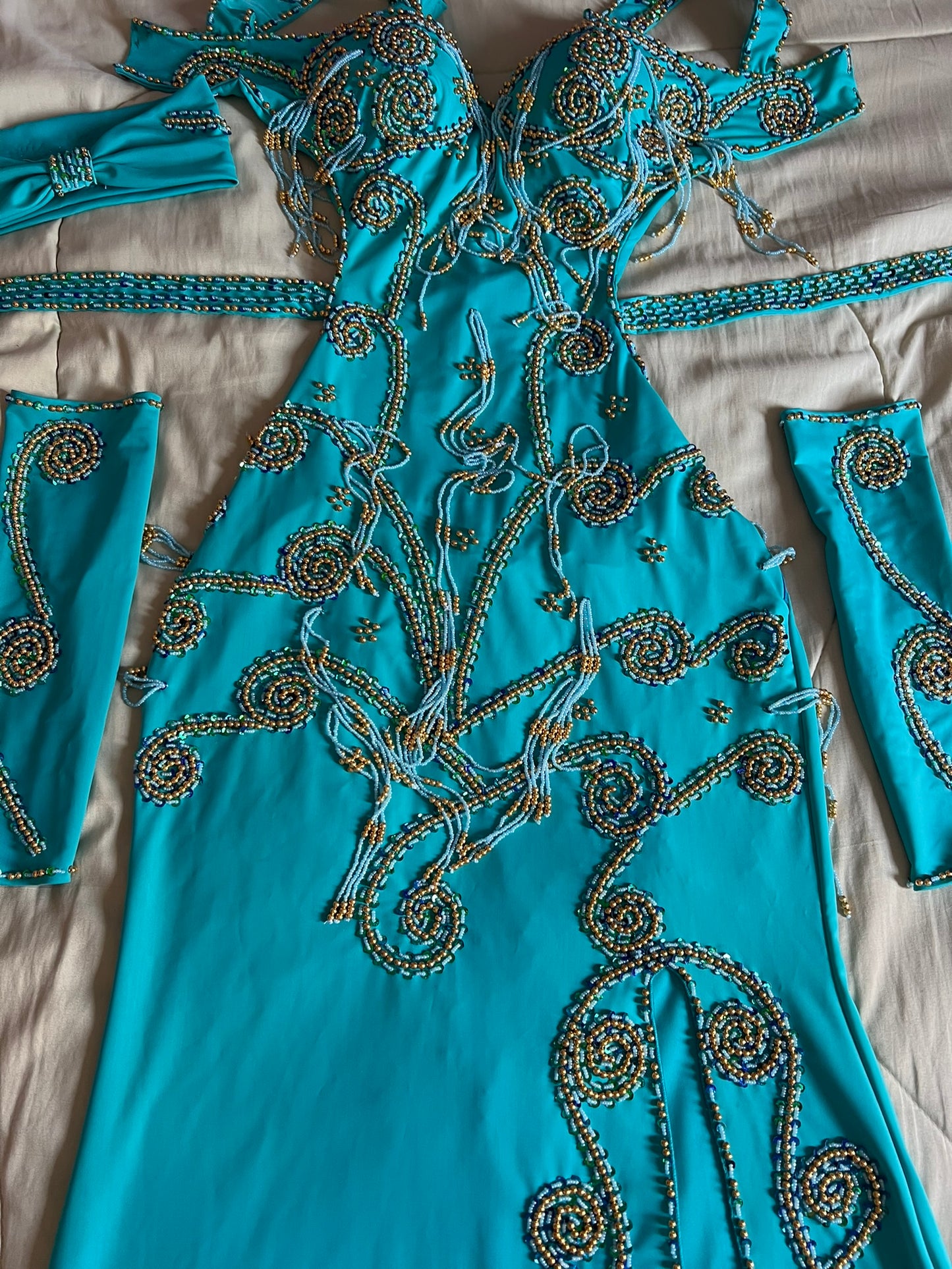Professional Custom-Made Belly Dance Costume BELLYDANCE Dress + 2 Sleeves, Handmade Embroidered oriental outfit custom made for any size