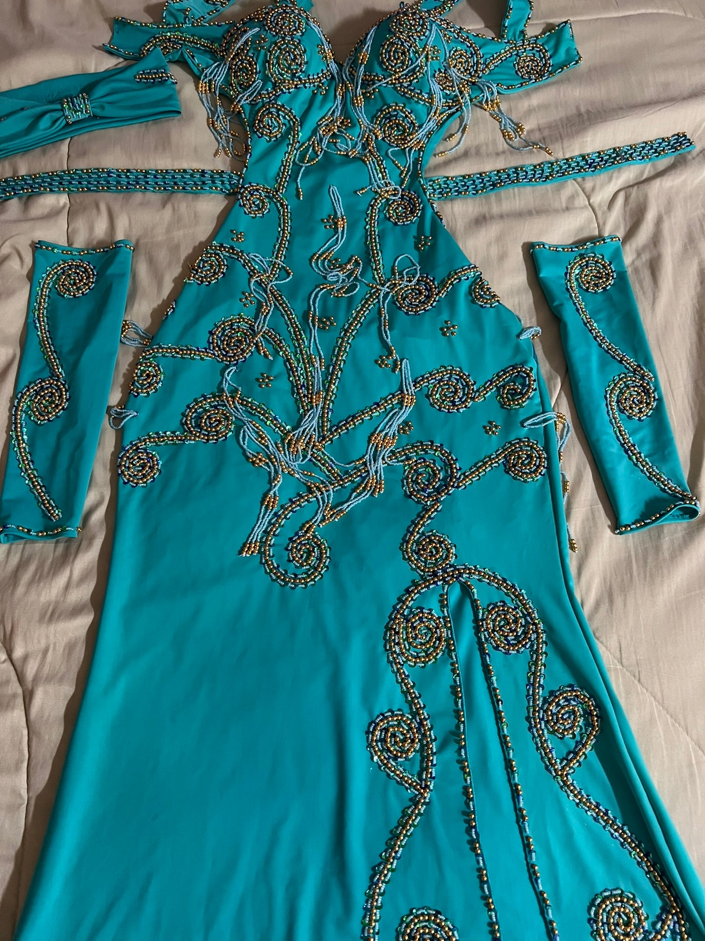 Professional Custom-Made Belly Dance Costume BELLYDANCE Dress + 2 Sleeves, Handmade Embroidered oriental outfit custom made for any size