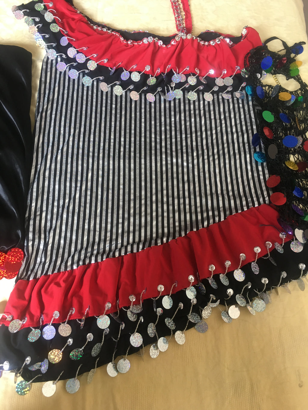 Authentic Egyptian Melaya dress/ Handmade embellished belly dance short dress with veil and face piece  ensemble