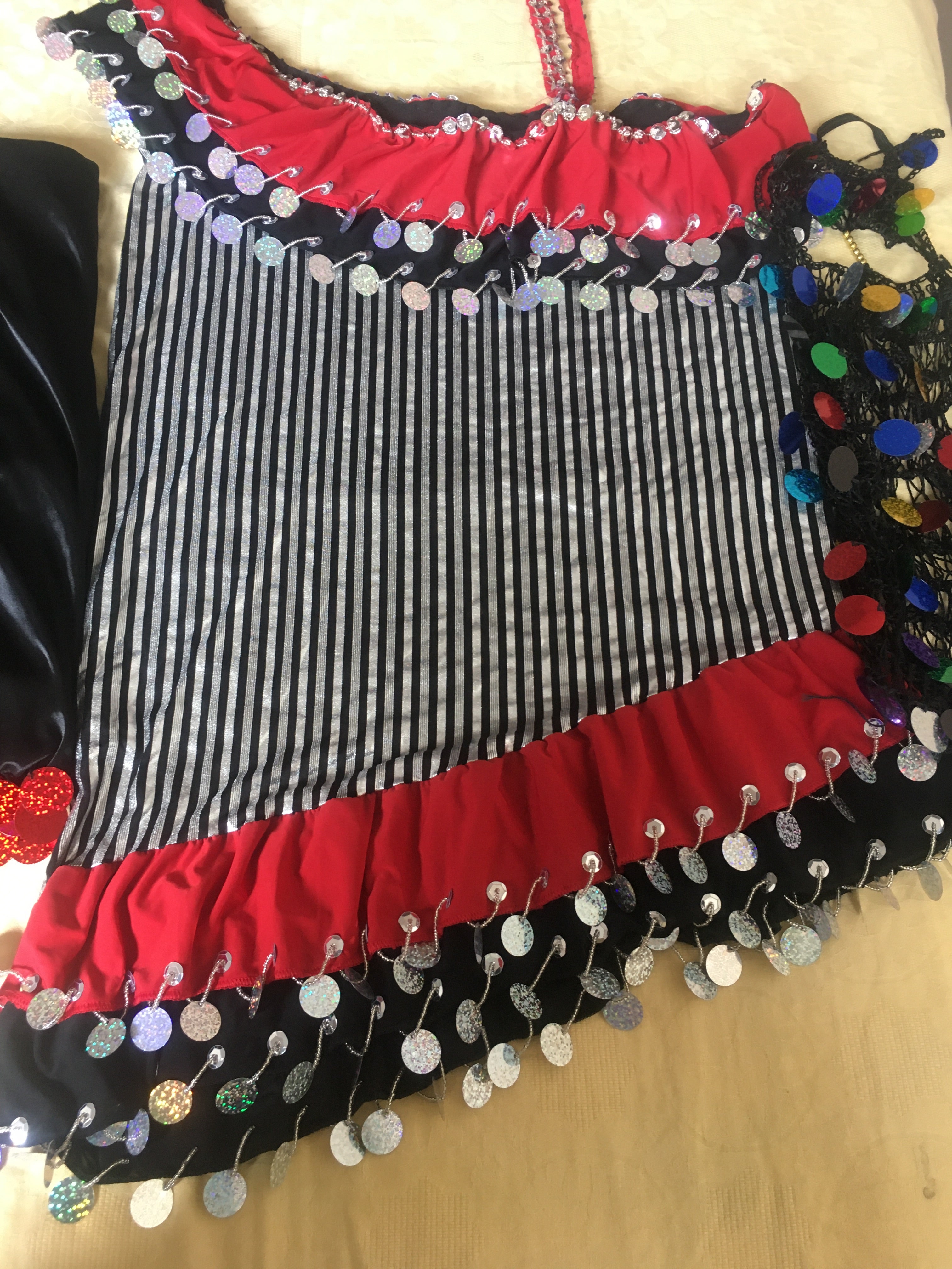 Authentic Egyptian Melaya dress/ Handmade embellished belly dance short dress with veil and face piece  ensemble